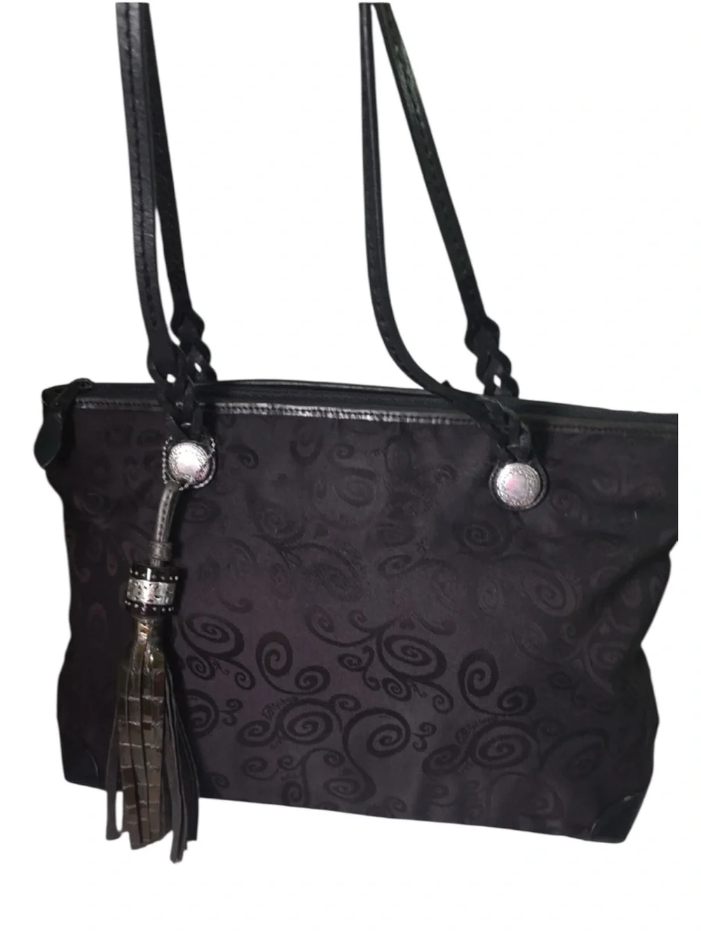 Brighton Mevelyn Jacquard Black Tote Shoulder Handbag